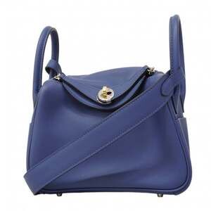 Hermes Lindy Mini Swift Blue Tie Handbag (K stamp) - Ladies